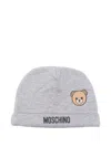 Moschino Teddy-logo Beanie In Gray
