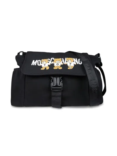 Moschino Teddy-logo Changing Bag In Black