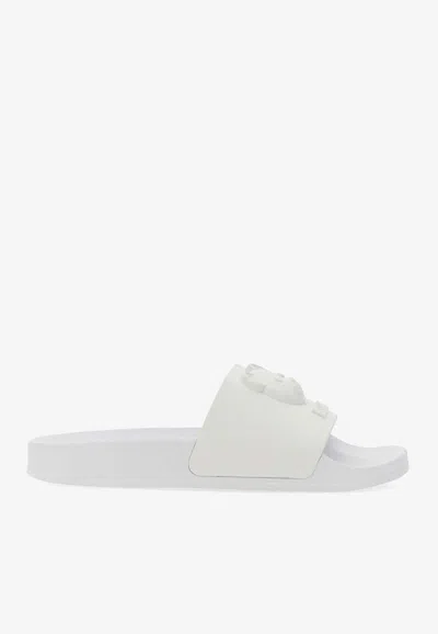 Moschino Teddy Logo Pool Slides In White