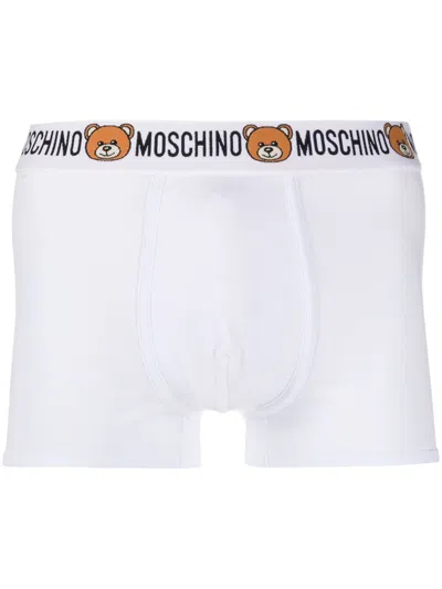 Moschino Teddy Logo Print Boxers In White