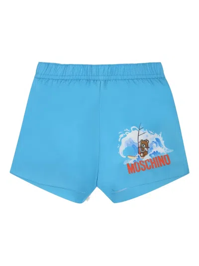 Moschino Babies' Teddy-logo-print Swim Shorts In Blue