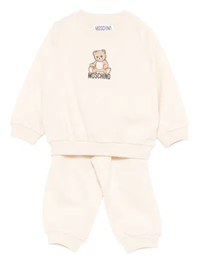 Moschino Babies' Teddy-logo Print Tracksuit In Neutral