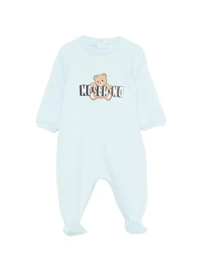 Moschino Babies' Teddy-logo Pyjama In Blue