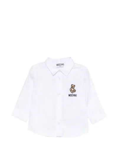 Moschino Babies' Teddy-logo Shirt In White