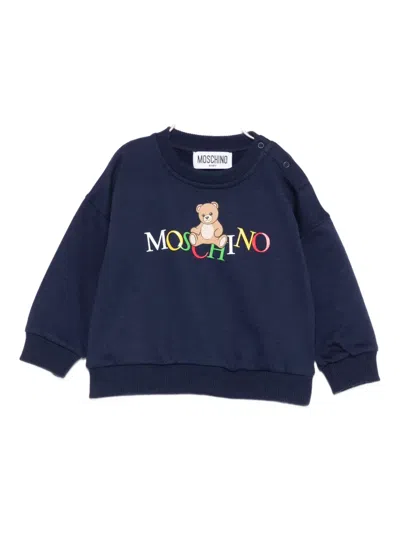 Moschino Babies' Teddy-logo Sweatshirt In Blue