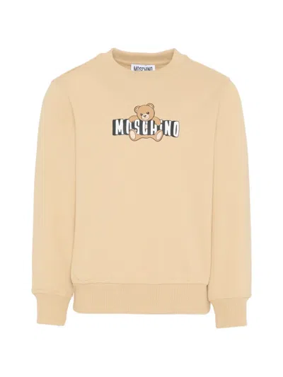 Moschino Kids' Teddy Logo Sweatshirt In Brown