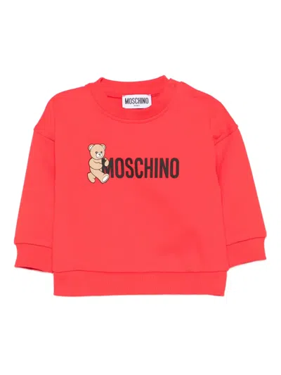 Moschino Babies' Teddy-logo Sweatshirt In Red