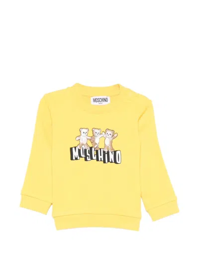 Moschino Babies' Teddy-logo Sweatshirt In Yellow