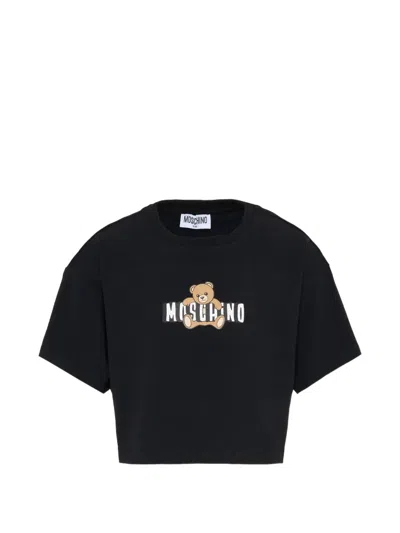 Moschino Kids' Teddy Logo T-shirt In Black