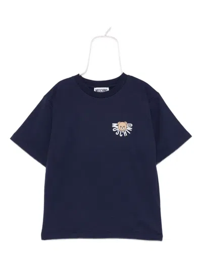 Moschino Kids' Teddy-logo T-shirt In Blue
