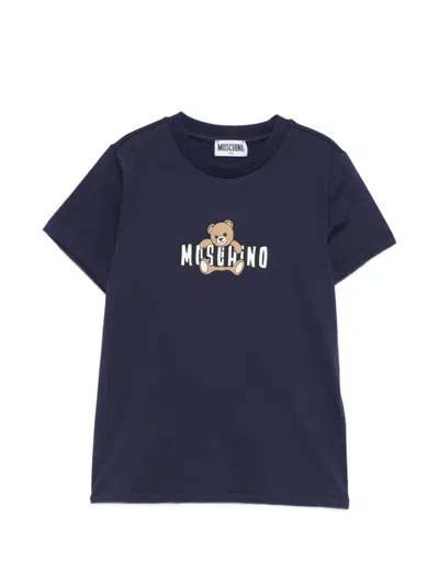 Moschino Kids' Teddy Logo T-shirt In Blue
