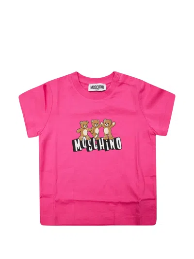 Moschino Babies' Teddy-logo T-shirt In Pink