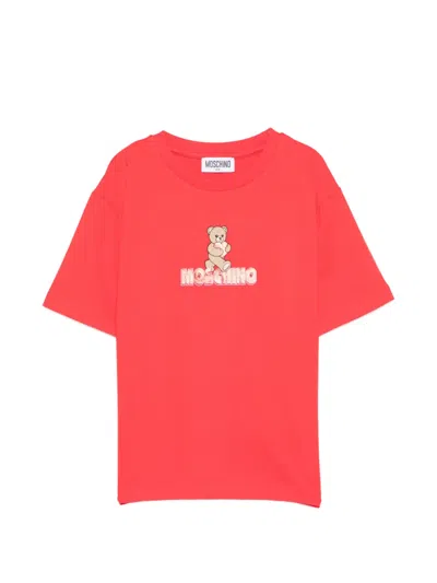 Moschino Kids' Teddy Logo T-shirt In Red