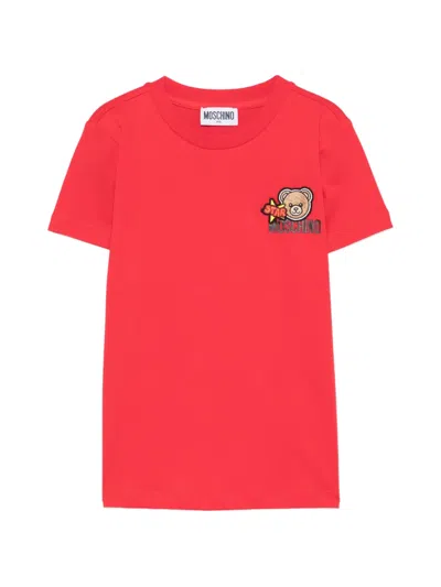 Moschino Kids' Teddy Logo T-shirt In Red