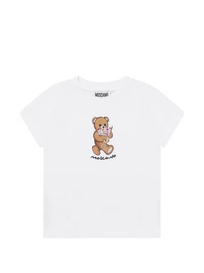 Moschino Kids' Teddy Logo T-shirt In White