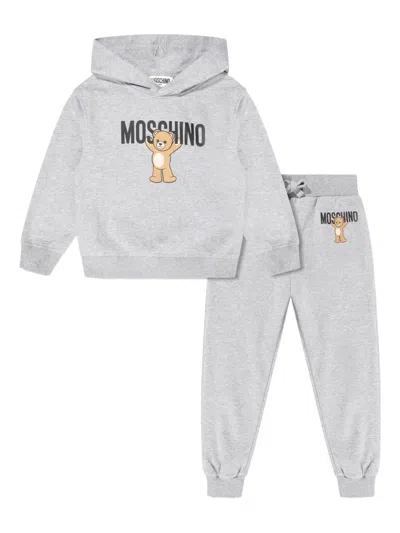 Moschino Kids' Teddy-logo Tracksuit In Gray