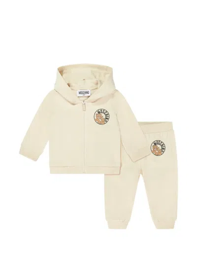 Moschino Babies' Teddy-logo Tracksuit In Neutral