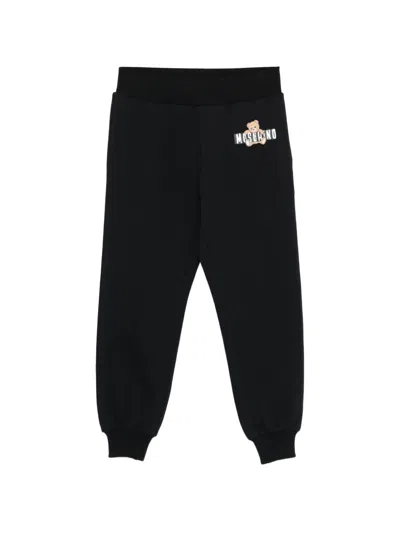 Moschino Kids' Teddy Logo Trousers In Black