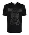 Moschino Teddy Bear Rubberised Cotton T-shirt In Black