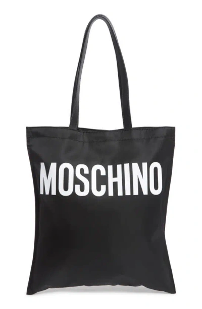 Moschino Teddy Nylon Tote Bag In Black