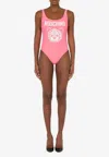 Moschino Teddy One-piece Swimsuit In Pink