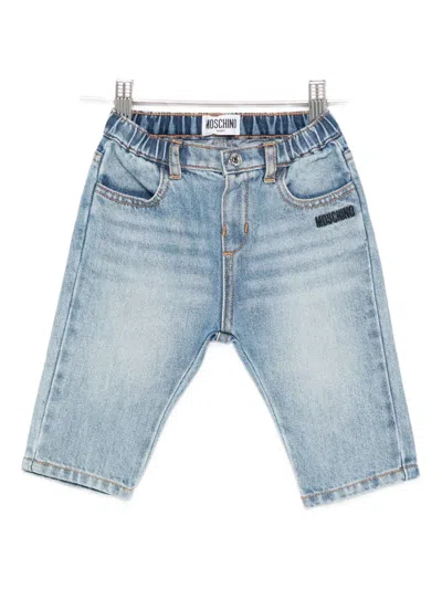 Moschino Babies' Teddy-patch Elasticated-waist Jeans In Blue