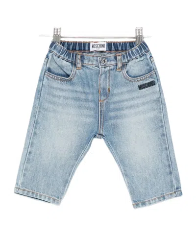 Moschino Teddy-patch Elasticated-waist Jeans In Blue