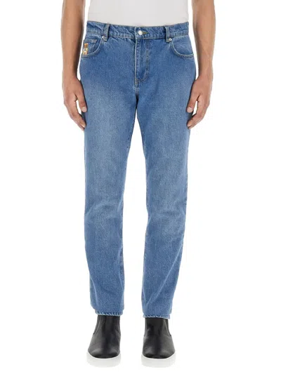 Moschino Teddy Patch Jeans In Blue