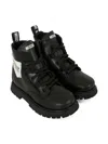 Moschino Teddy-patch Lace-up Boots In Black
