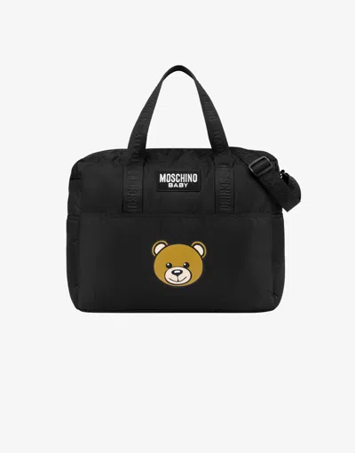 Moschino Teddy Patch Nylon Mom Bag In Black