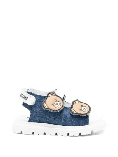 Moschino Babies' Teddy-patch Sandals In Blue