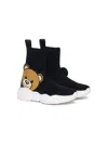 Moschino Teddy-patch Sock-style Sneakers In Black