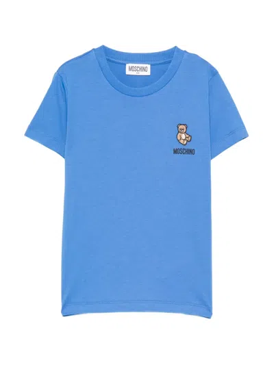 Moschino Kids' Teddy-patch T-shirt In Blue