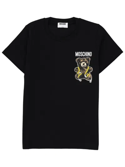 Moschino Teddy Playful Teddy Bear Graphic Cotton T-shirt In Black
