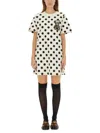 Moschino Polka Dot Graphic Print Short Sleeve Dress In White