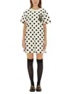 Moschino Polka Dot Graphic Print Short Sleeve Dress In White