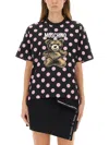 Moschino Polka-dot Teddy-print T-shirt In Black