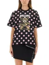 Moschino Polka-dot Teddy-print T-shirt In Black