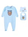 Moschino Teddy-print Babygrow Set In Blue