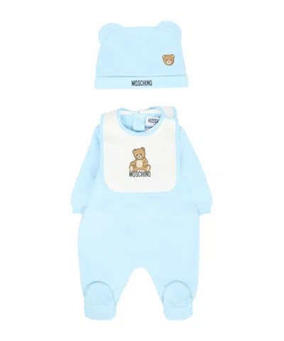 Moschino Teddy-print Babygrow Set In Blue