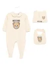 Moschino Teddy-print Babygrow (set Of Three) In Neutral