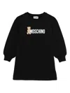Moschino Teddy-print Balloon-sleeve Dress In Black
