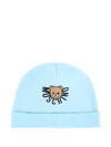 Moschino Teddy-print Beanie In Blue