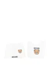 Moschino Teddy-print Beanie Hat Set In White