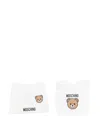 Moschino Teddy-print Beanie Hat Set In White