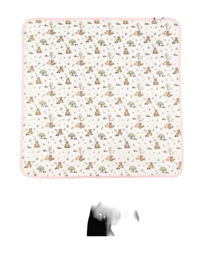 Moschino Teddy-print Blanket In Neutral