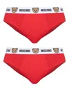Moschino Teddy-print Briefs (pack Of Two) In Red