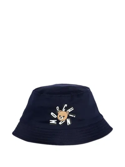 Moschino Babies' Teddy-print Bucket Hat In Blue