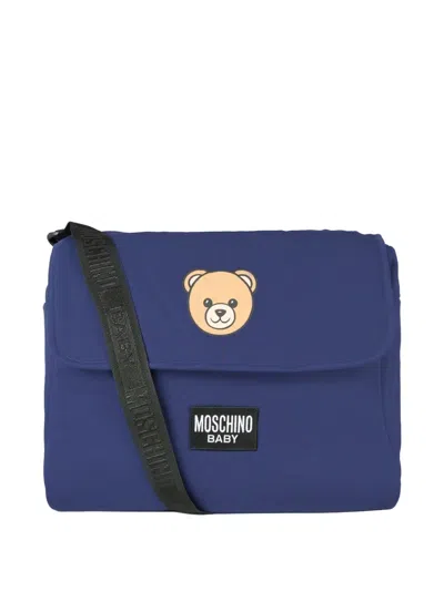 Moschino Teddy-print Changing Bag In Blue