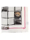 Moschino Teddy-print Chessboard Scarf In White